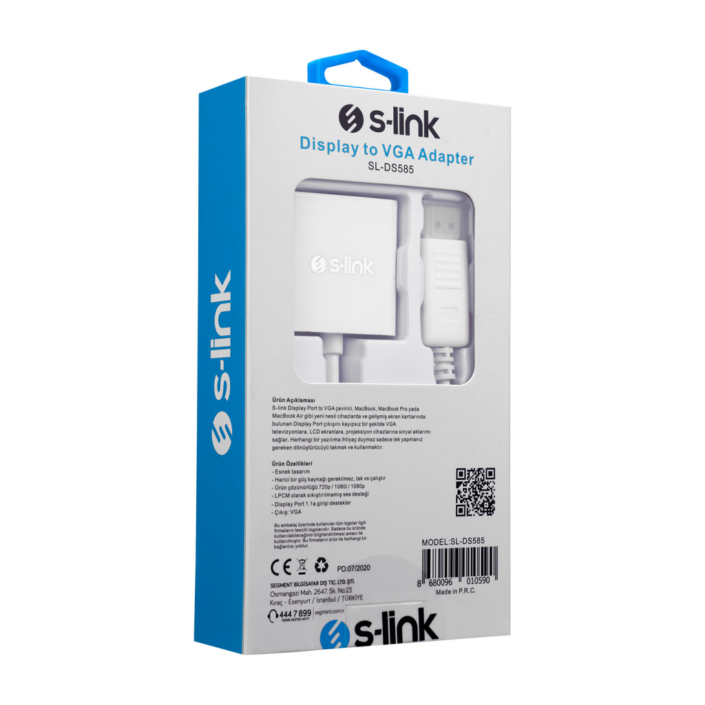 S-LINK%20SL-DS585,%20Display%20Port%20(DP)%20To%20VGA%2010cm%20Çevirici