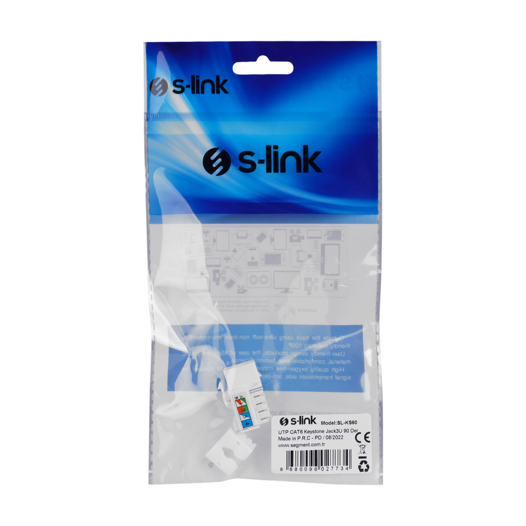 S-LINK%20SL-KS60,%20UTP,%20CAT6,%20Keystone%20Jack3U,%2090%20Derece