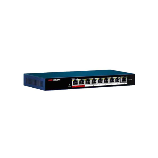 HIKVISION DS-3E0109P-E/M, 8Port, MegaBit, 8 Port PoE, 58W, +1 Port MegaBit Uplink, Yönetilemez, Masaüstü Switch