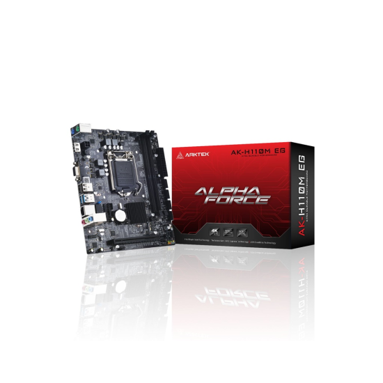 ARKTEK ALPHA FORCE, AK-H110M EG, 2xDDR4, D-SUB, HDMI, 7.8.9.Nesil, LGA1151 Soket, Anakart