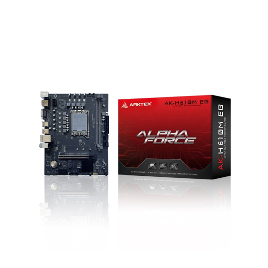 ARKTEK ALPHA FORCE, AK-H610M EG, 2xDDR4, M.2, D-SUB, HDMI, DP, 12-13.Nesil, LGA1700 Soket, Anakart