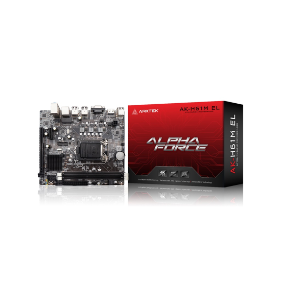 ARKTEK ALPHA FORCE, AK-H61M EL, 2xDDR3, M.2, D-SUB, HDMI, 2-3.Nesil, LGA1155 Soket, Anakart