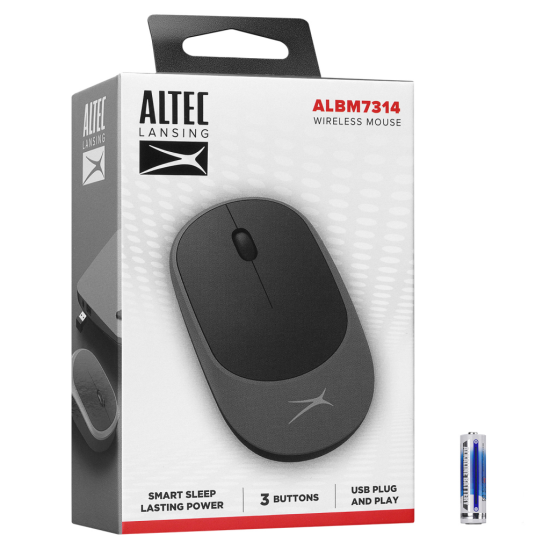 Altec Lansing ALBM7314, Gri-Siyah, 2.4GHz USB,  1200DPI, Kablosuz Optik Mouse