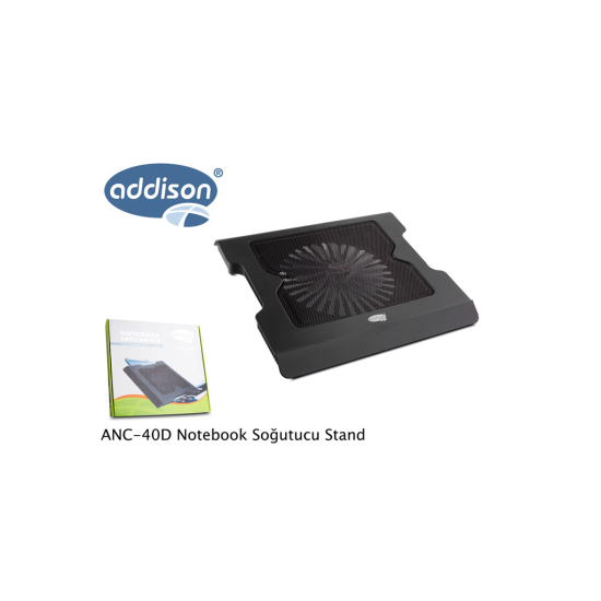 ADDISON ANC-40D, 20cm Fan, 10’’-16’’ Notebook Soğutucu, 4 USB 2.0 Giriş, Mavi Ledli Fan(Siyah)