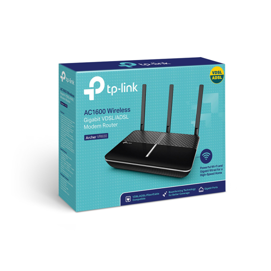 TP-LINK ARCHER VR600, AC1600, 4 Port GigaBit, Dual Band Wifi, 1300Mbps, 3xAnten, 3G-4G USB Desteği, VDSL2, ADSL2+ MODEM