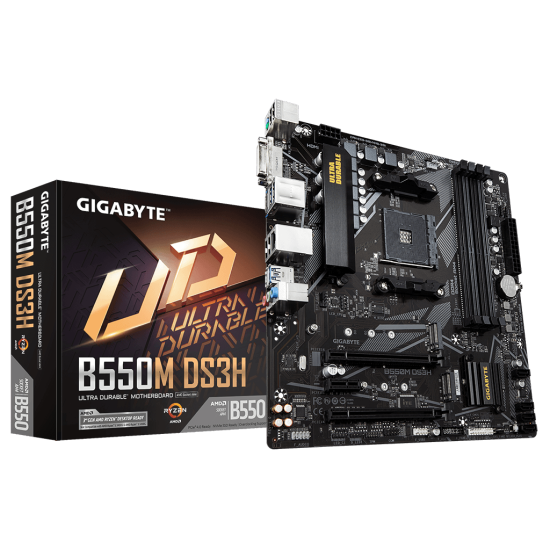 GIGABYTE B550M-DS3H rev.1.5, 4xDDR4, 2xM.2, DVI, HDMI, AM4 Soket Anakart