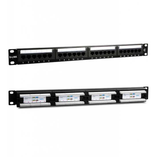 S-LINK SL-F624 Cat6 Patch Panel, 24-Port, UTP, 1U