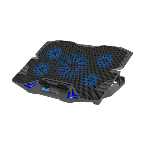 FRISBY FNC-5232ST (1x12,5cm 4x7cm) 5 Fan, 10’’-15.6’’ Gaming Notebook Soğutucu, 5 Kademeli Stand, 3 Farklı Program, Ayarlanabilir Hız, Mavi Ledli (Siyah)