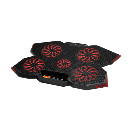 FRISBY FNC-5255B (4x14cm 1x7cm) 5 adet Fan, 10’’-17’’ Gaming Notebook Soğutucu, Ayarlanabilir Hız, 3 Kademeli Stand, Kırmızı Ledli (Siyah)