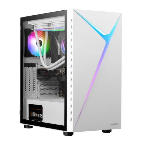 GAMDIAS ARGUS E4 Elite WH, 500W, Tempered Glass, ARGB, ATX, White Edition, GAMING KASA