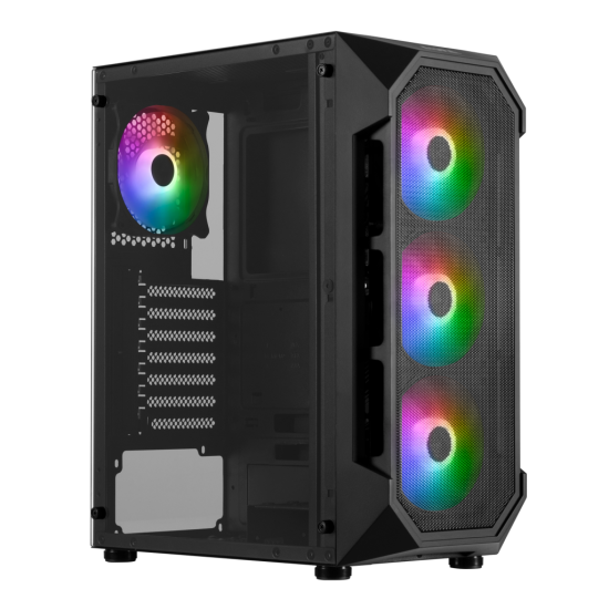 GAMDIAS AURA GC1, 600W, Tempered Glass, Mesh, ARGB, Micro ATX GAMING KASA