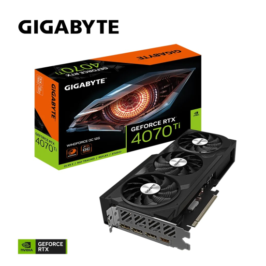 GIGABYTE GV-N407TWF3OC-12G, RTX4070TI, WINDFORCE OC, 12Gb, GDDR6, 192BIT, 1xHDMI, 3xDP, GAMING Ekran KARTI