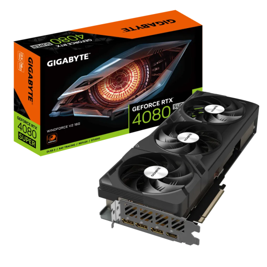 GIGABYTE GV-N408SWF3V2-16GD, RTX4080 SUPER, WINDFORCE V2, 16Gb, GDDR6, 256BIT, 1xHDMI, 3xDP, RGB Led, GAMING Ekran KARTI