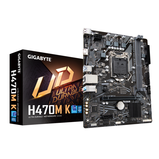 GIGABYTE H470M K rev.1.0, 2xDDR4, M.2, HDMI, 10-11.Nesil, LGA1200 Soket, Anakart