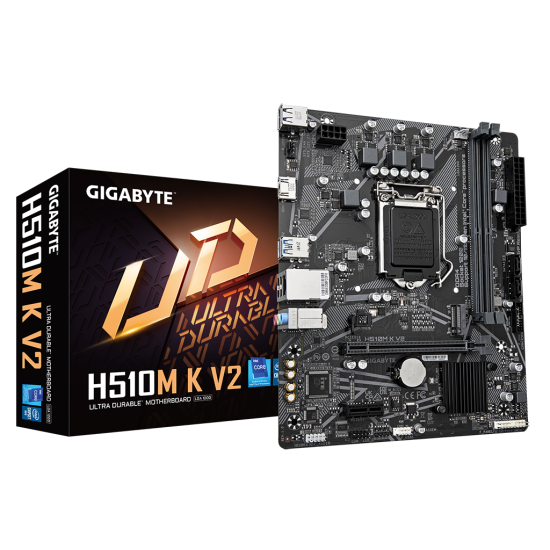 GIGABYTE H510M-K V2 rev.1.0, 2xDDR4, M.2, HDMI, 10-11.Nesil, LGA1200 Soket, Anakart