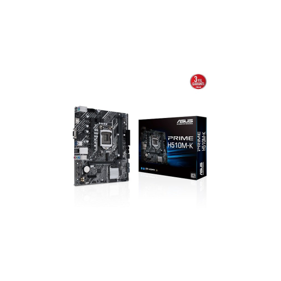 ASUS PRIME H510M-K, 2xDDR4, M.2, D-SUB, HDMI, 10-11.Nesil, LGA1200 Soket, Anakart