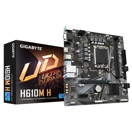 GIGABYTE H610M-H rev.1.0, 5600MHz, 2xDDR5, M.2, D-SUB, HDMI, 12-13.14.Nesil, LGA1700 Soket, Anakart