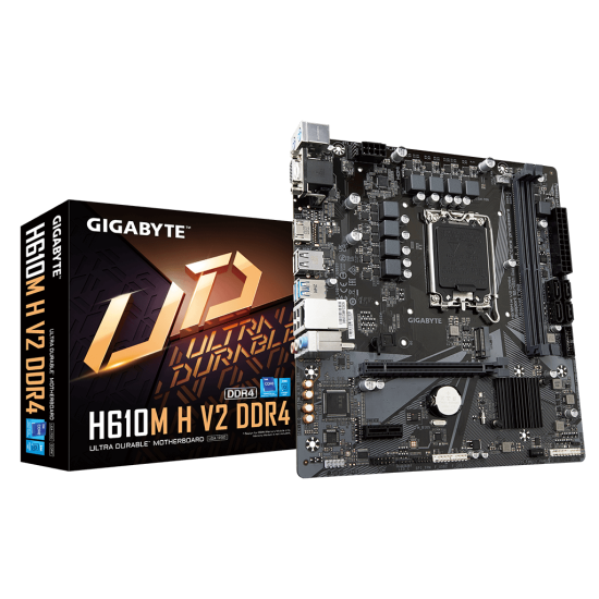 GIGABYTE H610M-H-V2 rev.1.0, 3200Mhz. 2xDDR4, M.2, D-SUB, HDMI, 12-13.Nesil, LGA1700 Soket, Anakart