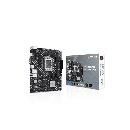 ASUS PRIME H610M-K ARGB, 2xDDR5, M.2,D-SUB, HDMI,12-13.Nesil, LGA1700 Soket, Anakart