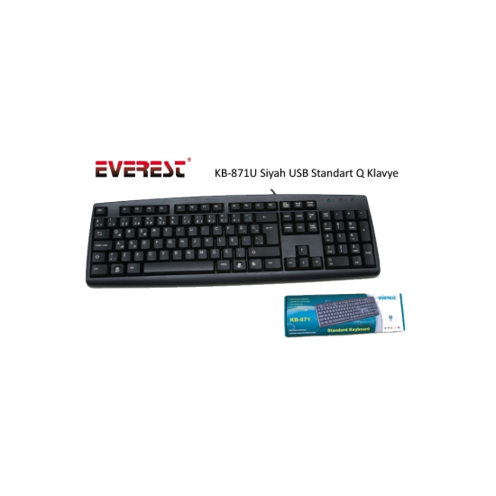 EVEREST KB-871U, USB Kablolu, Türkçe Q,  Standart Klavye (Siyah)