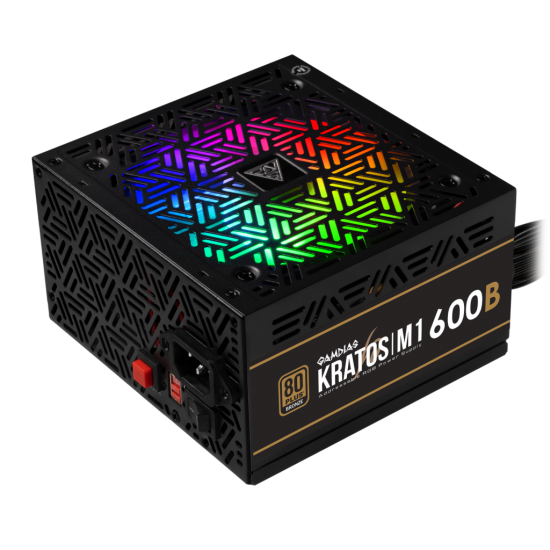 GAMDIAS KRATOS M1-600B, 600W, 80+ Bronze, Aktif PFC, RGB, GAMING, ATX, Power Supply (PSU)