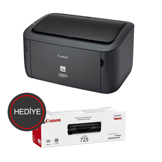 CANON i-SENSYS LBP6030B, Lazer Yazıcı (Siyah), Orjinal 1adet CRG725 Toner Hediyeli (Dakikada 18 Sayfa)