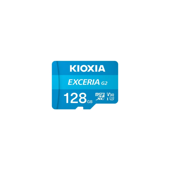 KIOXIA 128GB ExceriaG2, U1 V30 4K, CL10, 100Mb/s, MicroSD Kart Bellek (SD Adaptörlü)