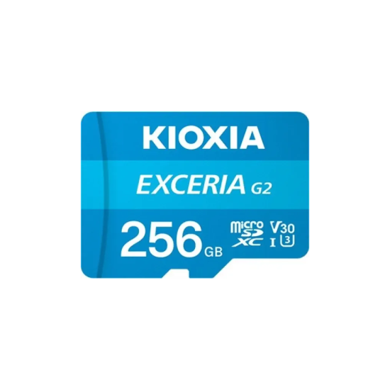 KIOXIA 256GB ExceriaG2, U1 V30 4K, CL10, 100Mb/s, MicroSD Kart Bellek (SD Adaptörlü)