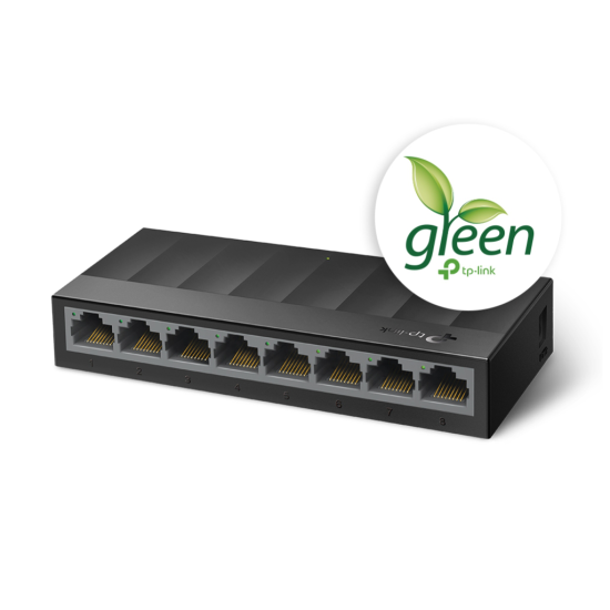 TP-LINK LS1008G, Green Tech, 8 Port GigaBit, Yönetilemez, Masaüstü Switch