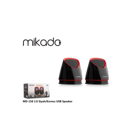 MIKADO MD-158, 6W, 1+1, Masaüstü, USB, Speaker, (Siyah-Kırmızı)