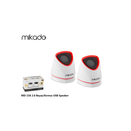 MIKADO MD-158, 6W, 1+1, Masaüstü, USB, Speaker, (Beyaz-Kırmızı)