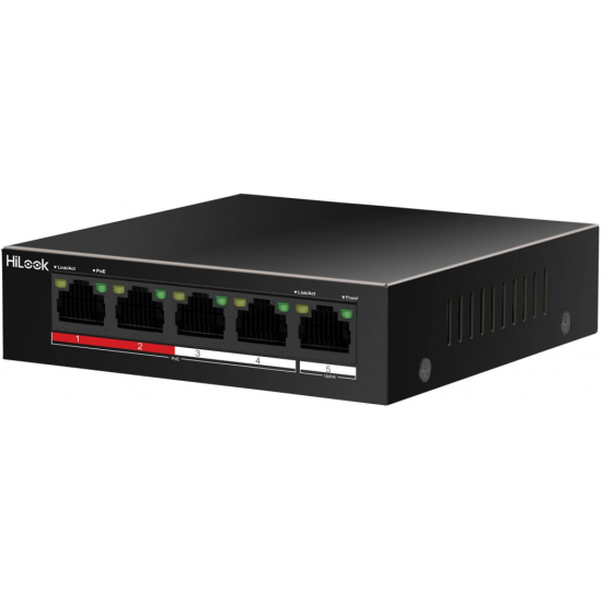 HILOOK NS-0105P-35(B), 5 Port, Megabit, 4 Port PoE, 35W, +1 Port Megabit Uplink, Long Range 250Metre, Yönetilemez, Masaüstü Switch