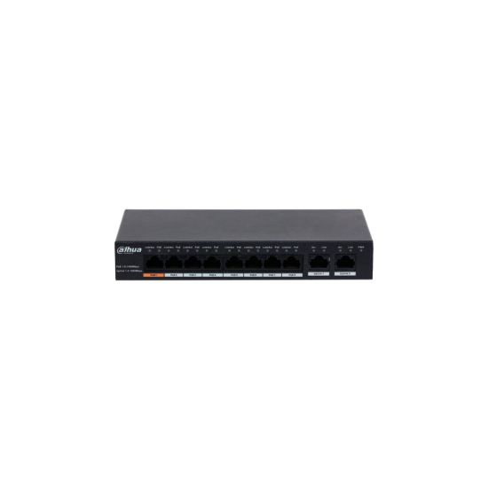 DAHUA PFS3010-8GT-96 8 Port, GigaBit, 8 Port PoE, 96W, +2 Port GigaBit Uplink, Yönetilemez, Masaüstü Switch