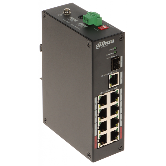 DAHUA PFS3110-8ET-96-V2, 10 Port,   8 Port Megabit PoE 96W, 1 Port Gigabit, 1 Port Gigabit SFP, Yönetilemez, Masaüstü Switch