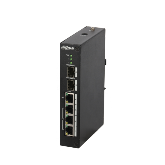 DAHUA PFS3206-4P-96, 4 Port, 3 Port Megabit PoE 30W, 1 Port Gigabit PoE 60W, 2 Port Gigabit SFP, Endüstriyel, Yönetilemez, Masaüstü Switch