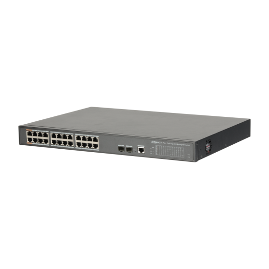 DAHUA PFS4226-24GT-240, 24 Port, GigaBit, 24 Port PoE, 240W, +2 Port Combo SFP, +1 Port GigaBit Uplink, Yönetilebilir, Rack Mount Switch