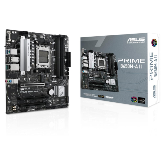 ASUS PRIME B650M-A II, 4xDDR5, 2x M.2, D-SUB, HDMI, DP, AMD Ryzen 7000 Serisi, AM5 Soket Anakart