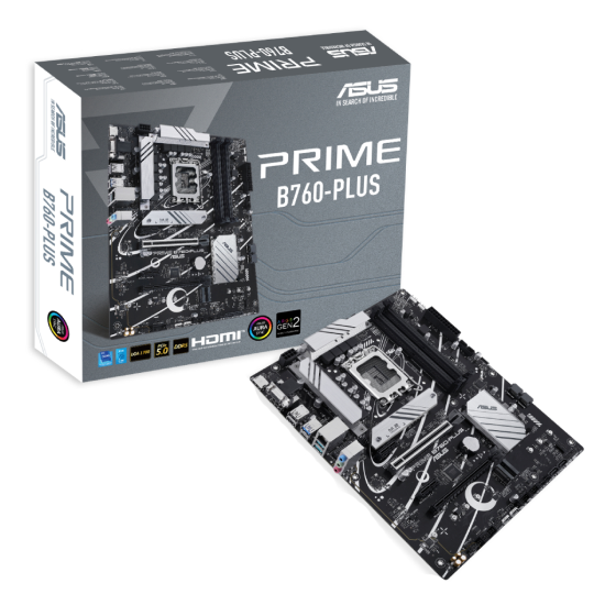 ASUS PRIME B760-PLUS, 4xDDR5, 3x M.2, D-SUB, HDMI, DP, Type-C, 12-13.Nesil, LGA1700 Soket, Anakart