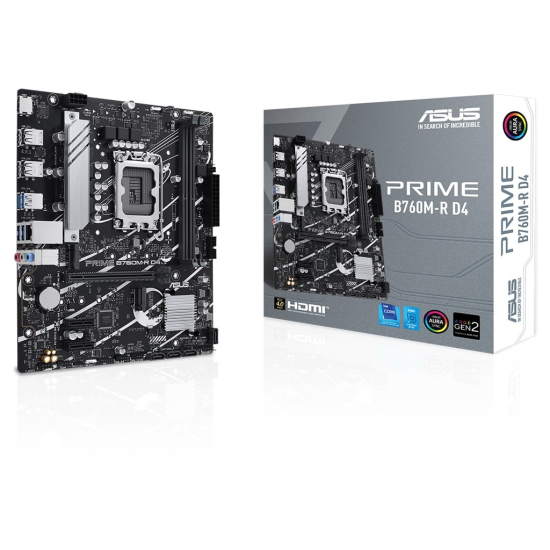 ASUS PRIME B760M-R D4, 2xDDR4, 2x M.2, HDMI, 12-13-14.Nesil, LGA1700 Soket, Anakart