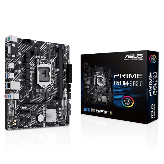 ASUS PRIME H510M-E R2.0, 2xDDR4, M.2, D-SUB, HDMI, DP, 10-11.Nesil, LGA1200 Soket, Anakart