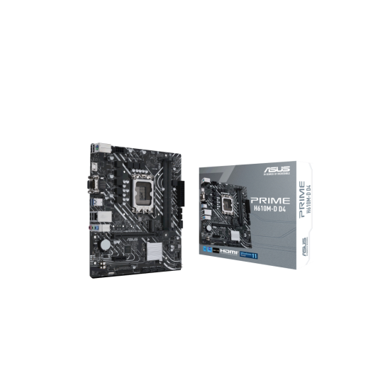 ASUS PRIME H610M-D D4, 2xDDR4, M.2, D-SUB, HDMI, RS232 Port, 12-13.Nesil, LGA1700 Soket, Anakart