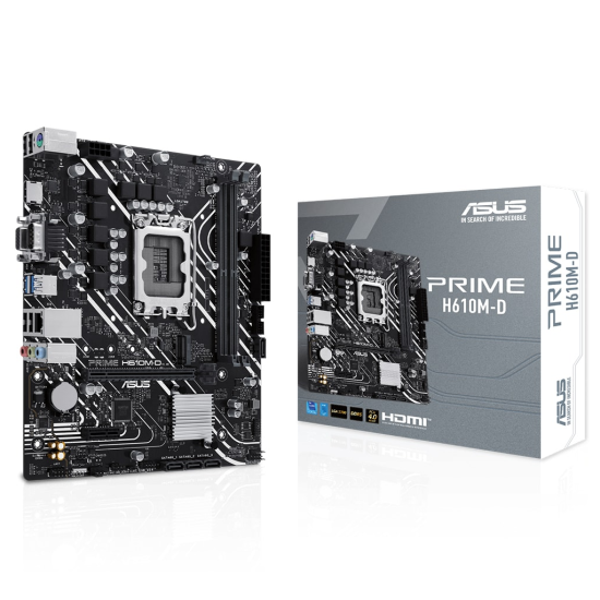 ASUS PRIME H610M-D, 2xDDR5, M.2, D-SUB, HDMI, RS232 Port, 12-13.Nesil, LGA1700 Soket, Anakart