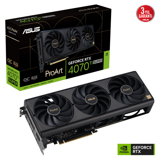 ASUS PROART-RTX4070TIS-O16G, 16Gb, 256Bit, GDDR6X, 1xHDMI, 3xDP GAMING Ekran Kartı