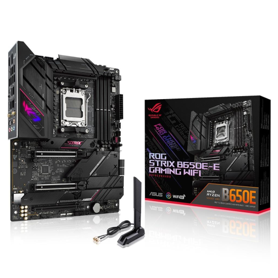 ASUS ROG STRIX B650E-E GAMING WIFI, 4xDDR5, 4x M2, HDMI, DP, 2xType-C, Wi-Fi 6E, Bluetooth v5.2, AMD Ryzen 7000 Serisi, AM5 Soket Anakart