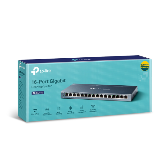 TP-LINK TL-SG116(UN) V2 16 Port GigaBit Metal KasaSwitch