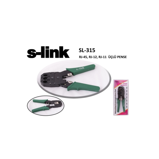 S-LINK SL-315, RJ45/RJ12/RJ11 Üçlü Pense, Kablo Ucu Konnektör Sıkma Pensesi