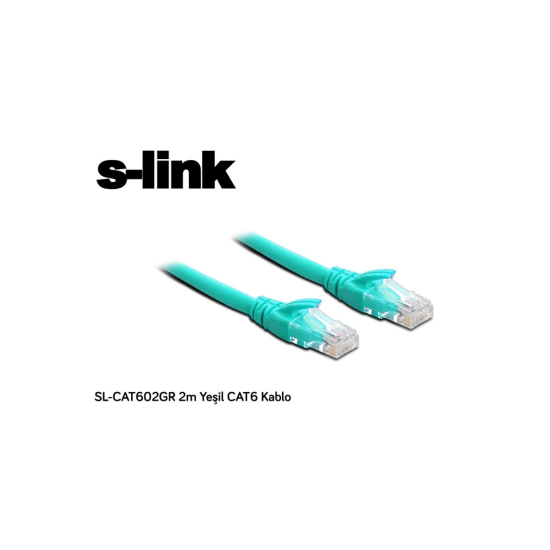 S-LINK SL-CAT602GR, CAT6, Patch, 2Mt, Kablo (Yeşil)