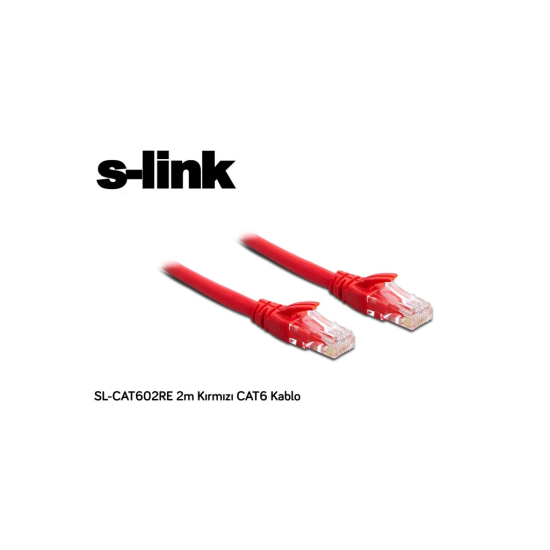 S-LINK SL-CAT602RE, CAT6, Patch, 2Mt, Kablo (Kırmızı)