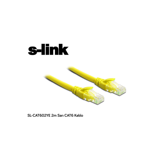 S-LINK SL-CAT602YE, CAT6, Patch, 2Mt, Kablo (Sarı)