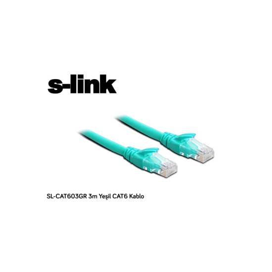 S-LINK SL-CAT603GR, CAT6, Patch, 3Mt, Kablo (Yeşil)